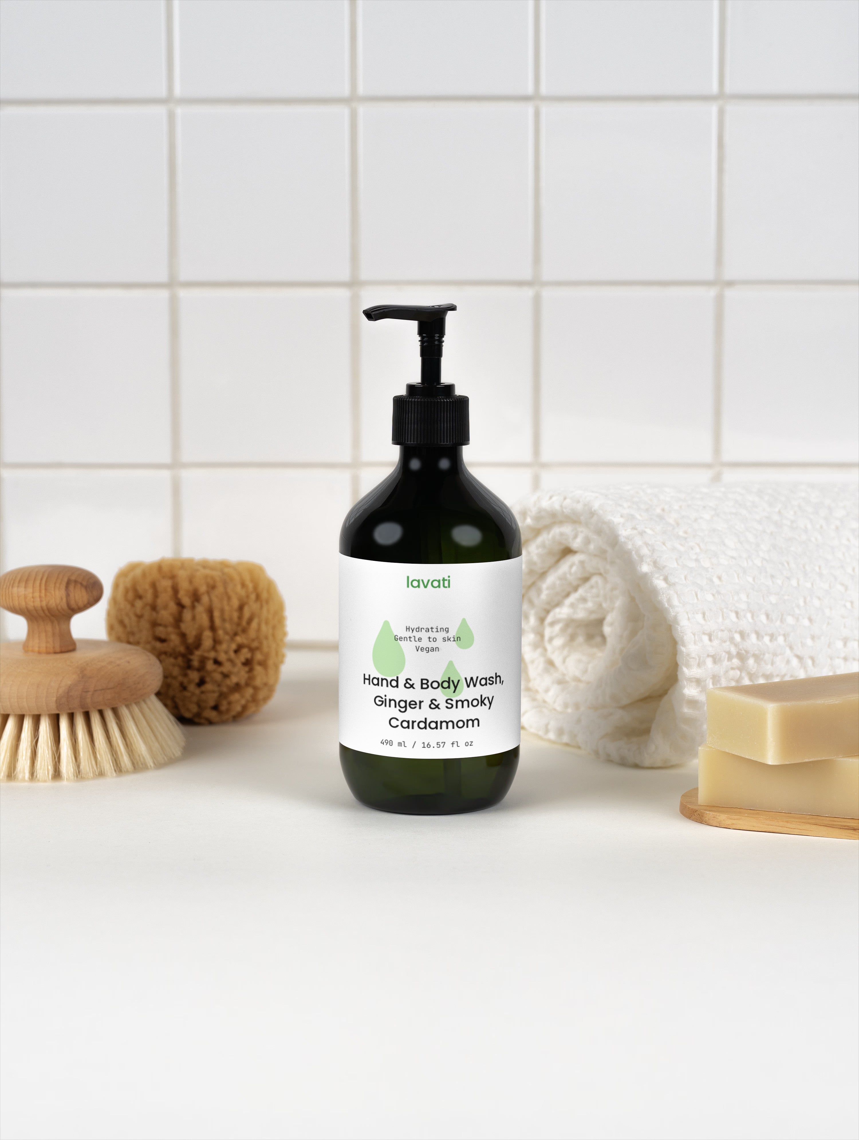 Hand & Body Wash, Ginger & Smoky Cardamom 490ml