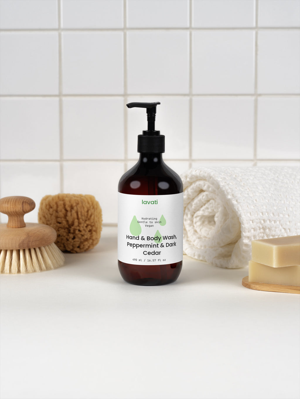 Hand & Body Wash, Peppermint & Dark Cedar 490ml