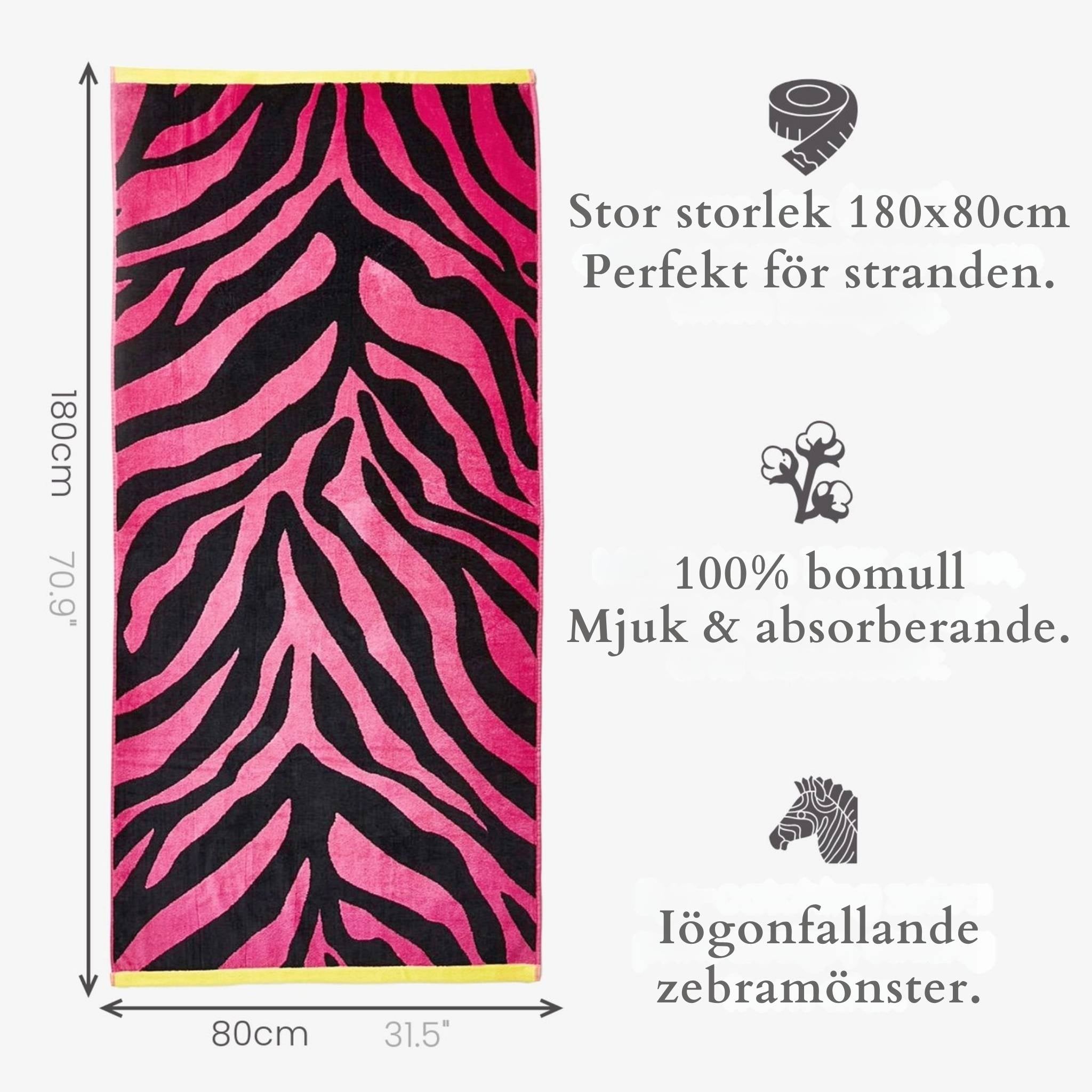 Zebramönstrat Strandlakan - Rosa & Svart